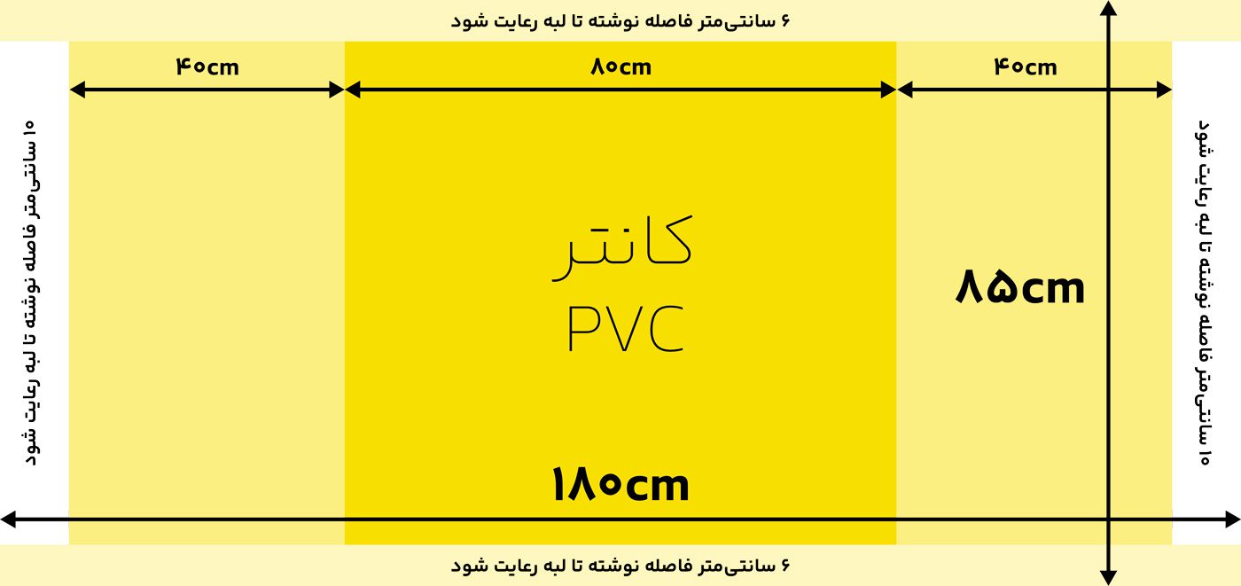 ابعاد طرح میز PVC