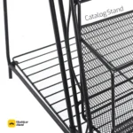استند کاتالوگ ۶ طبقه مشکی سایز 130×60 مناسب نمایشگاه و دفتر