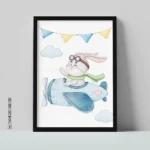 قیمت و خرید آنلاین تابلو دکوراتیو کودکانه طرح خرگوش خلبان Decorative Kids Wall Art – Pilot Bunny Design